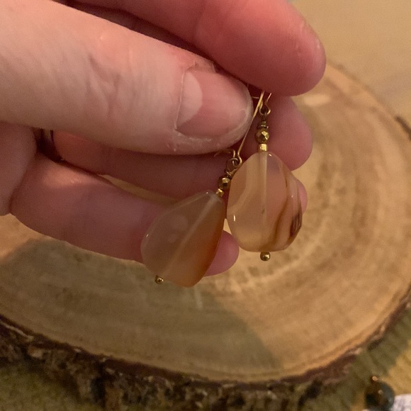 Hand Crafted Natural Carnelian Drop Earrings.  Boho earrings. Artisan Jewelry - Picture 2 of 6